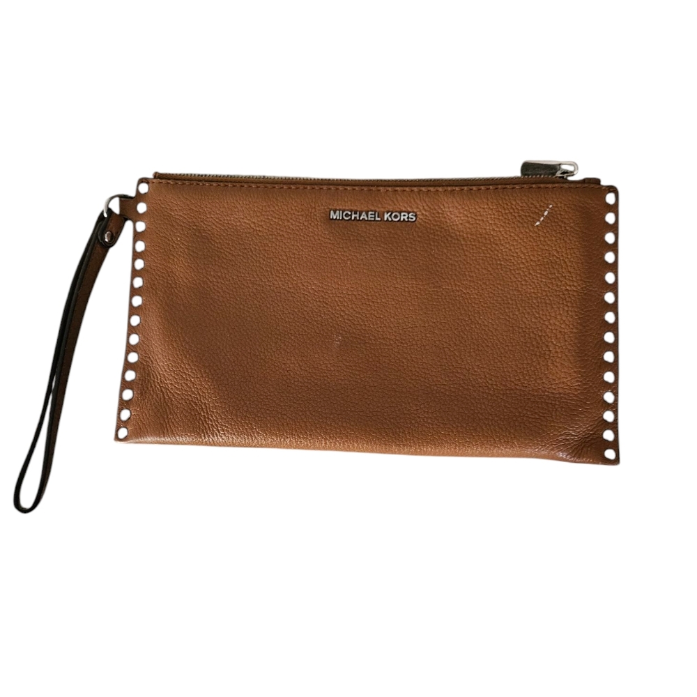 Michael Kors Brown Leather Studded Wristlet